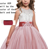 Princess Lilac Long Girls Pageant Dresses Kids Prom Puffy Tulle Ball Gown